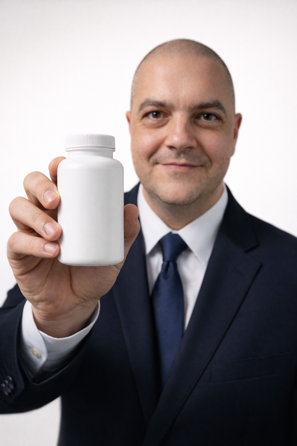 Nutrikal private label consultant holding a finished supplement bottle